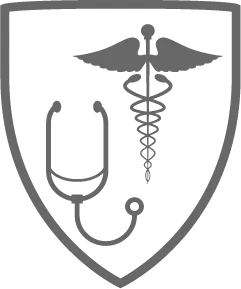 Stethoscope inside a shield.